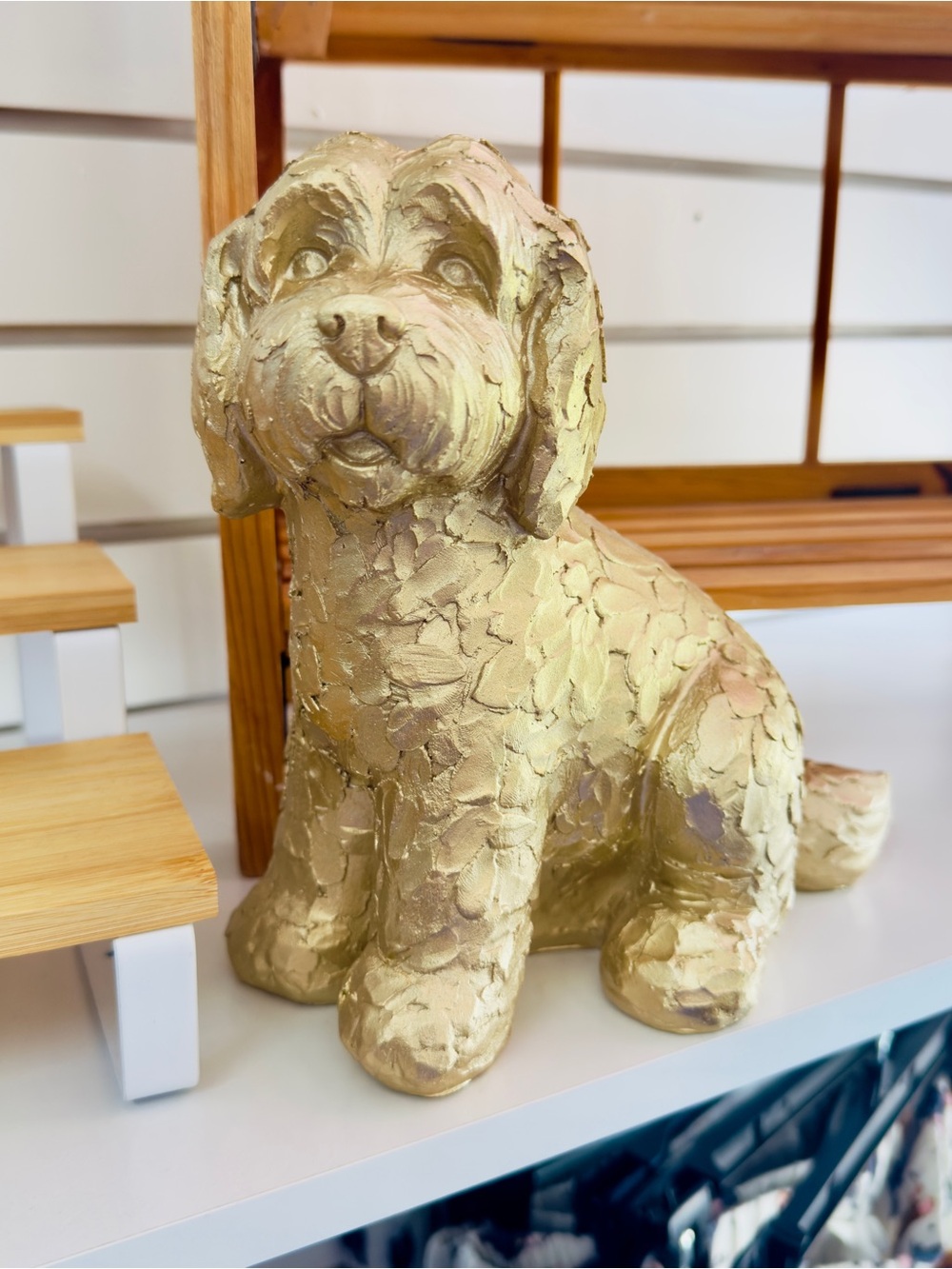 NEW GORGEOUS Gold Decorative DOODLE puppy Sitting Figurine